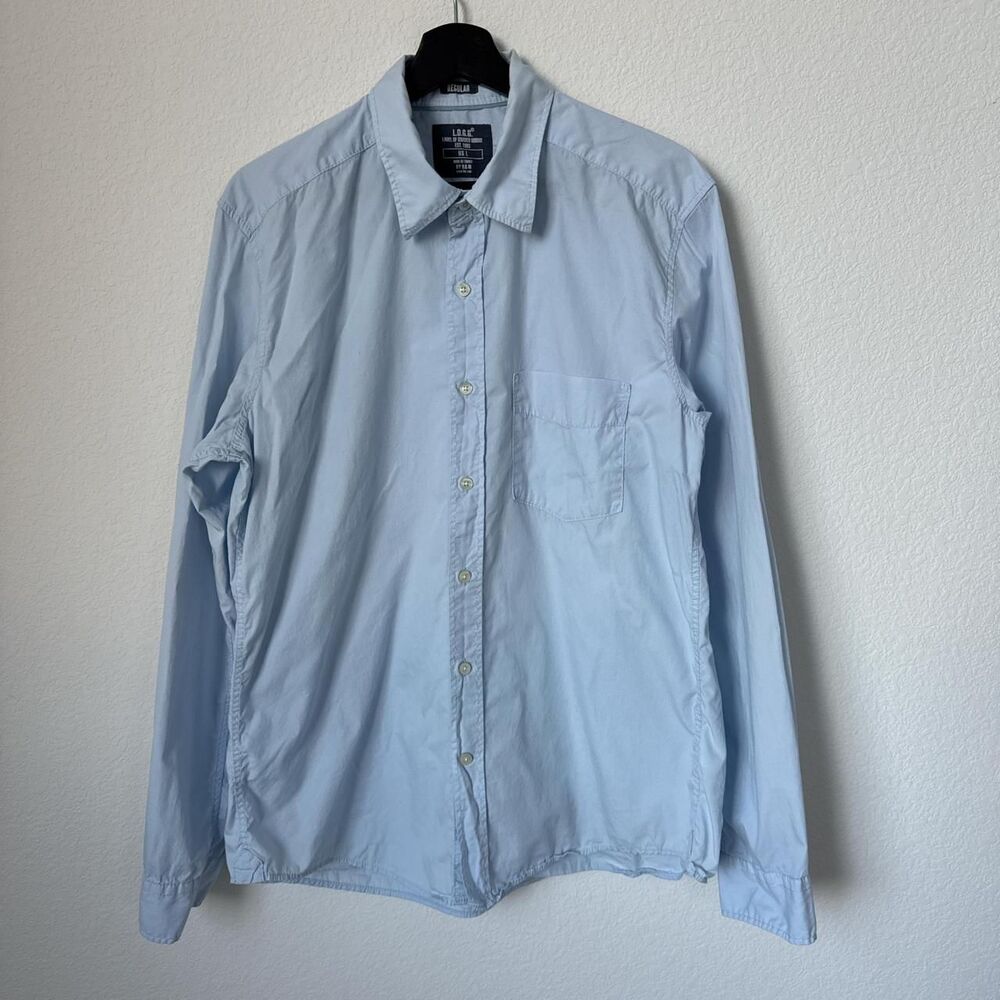 H&M L.O.G.G Basic Light Blue Button-Down Shirt with a Relax Fit, size Large